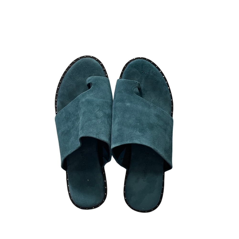 Teal Suede Toe Loop Slide Sandals Studded Trim Flat Sandals 7.5M Charles David